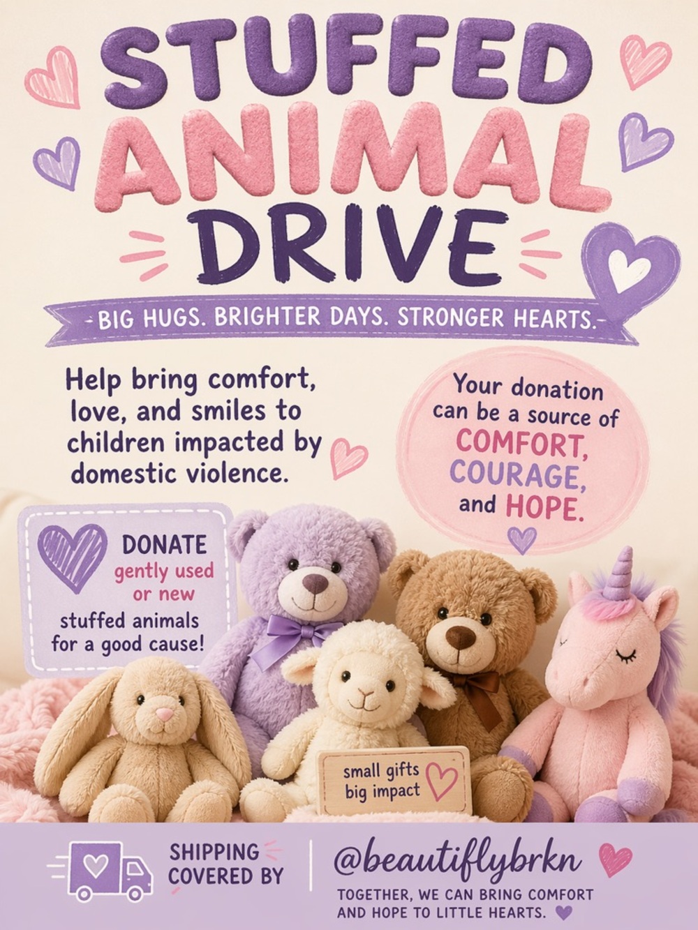 Stuffed Animal Drive - Shipping Covered By @beautiflybrkn